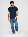 Classic BASIC men's cotton T-shirt - navy blue V2 OM-TSBS-0236