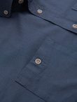 Men's linen shirt with classic collar and pockets REGULAR FIT - blue V4 OM-SHCS-0134