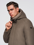 Men's insulated coat with hood and concealed zipper - black V1 OM-COWC-0110