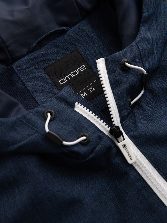 Lekka sportowa kurtka męska z polarową podszewką – granatowa V2 OM-JANP-0136