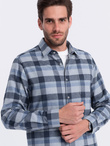 Men's plaid flannel shirt - blue-gray V1 OM-SHCS-0150
