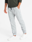 Men's knit joggers with pleats - light grey V3 OM-PAJO-0202