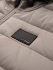 Men's lightweight jacket of combined materials with hood and decorative quilting - ash V3 OM-JANP-0160