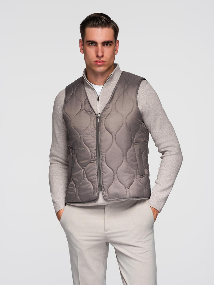 Men's insulated coat with hood and concealed zipper - black V1 OM-COWC-0110
