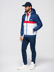 Colorful retro men's sports jacket - blue and white V1 OM-JALP-0296