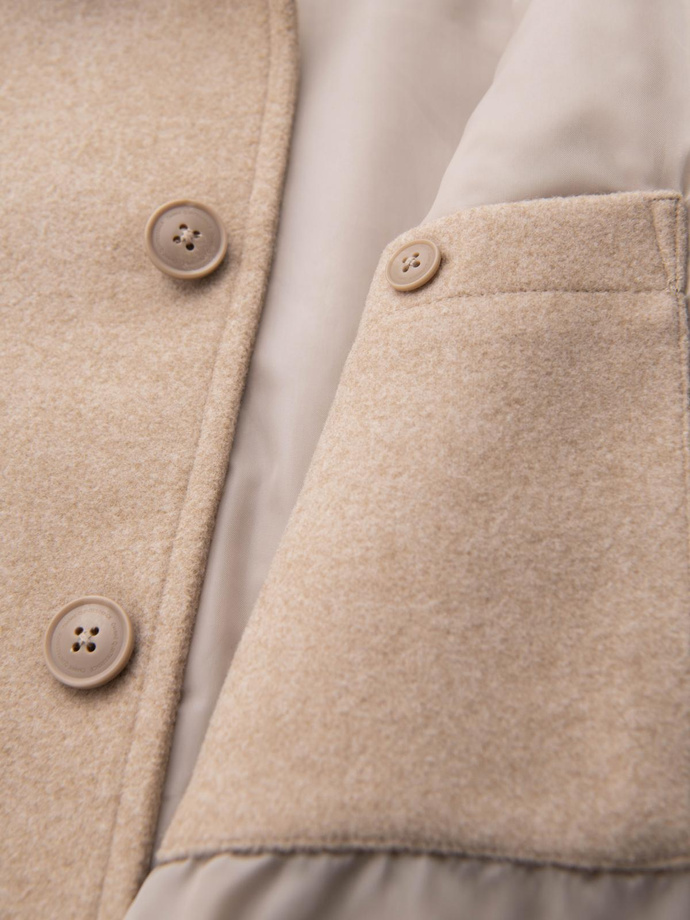 Men's lightweight fleece jacket with viscose - beige V1 OM-JANP-0199