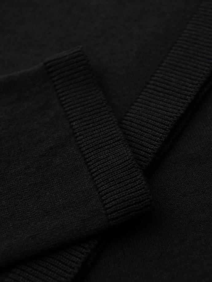 Męski sweter polo z haftem na piersi – czarny V1 OM-POLS-0140