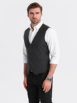 Men's fitted vest with rayon and marbled buttons - black V4 OM-BLZV-0112