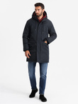 Klasyczna długa męska kurtka typu parka – czarna V6 OM-JALJ-0166