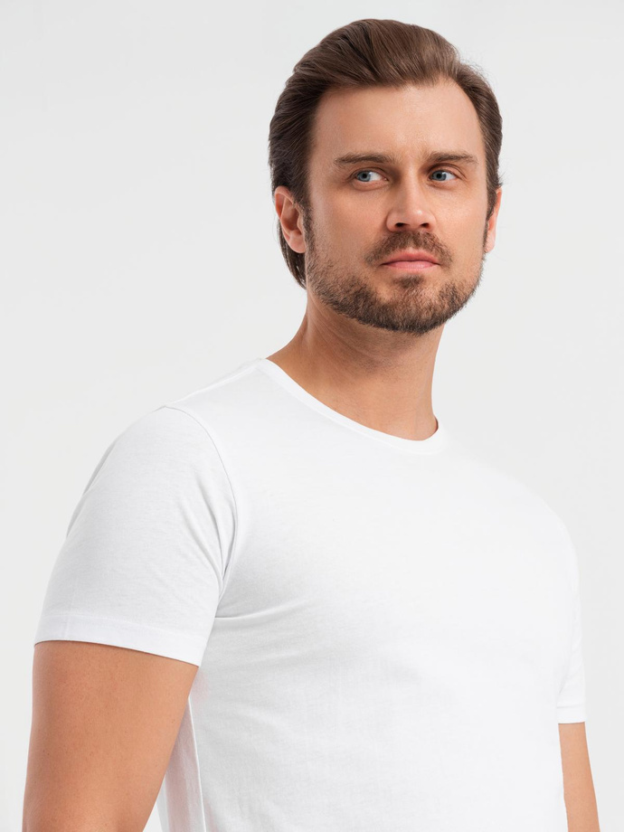 BASIC men's cotton shirt set with round neckline - white/graphite/blue denim V8 OM-TSBS-0232