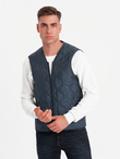 Single-breasted men's long coat with collar and bolster - brown V2 OM-COWC-0106