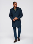 Men's tailored structured coat with high collar - navy blue V2 OM-COWC-0136