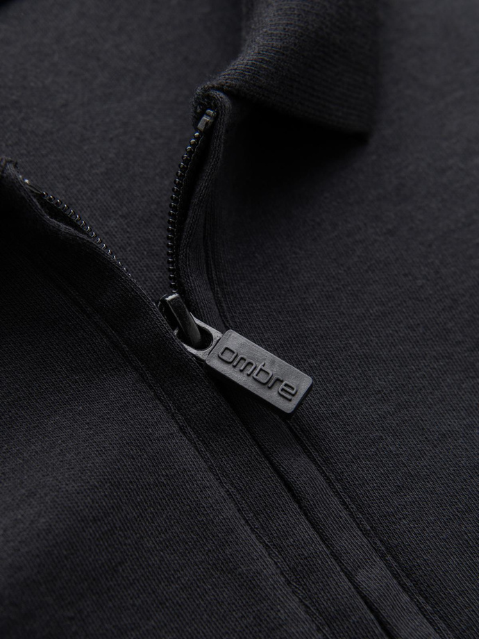 Men's zippered collar polo shirt - black V8 OM-POSS-0132