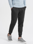 Men's sweatpants with stitching and zipper on leg - graphite melange V2 OM-PASK-0147