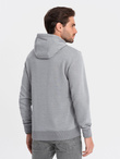 Bluza męska z kapturem BASIC - szary melanż V1 OM-SSBN-0120