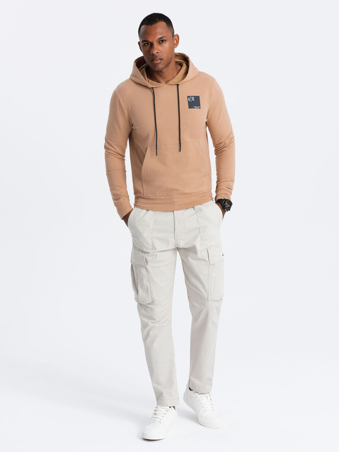 Men's logo kangaroo hoodie - brown V3 OM-SSNZ-0162