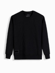 Men's RELAXED FIT sweatshirt with embossed letters - black V1 OM-SSNZ-0164