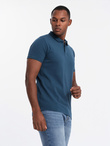 Komplet męskich bawełnianych t-shirtów polo BASIC – biały/bordowy/ciemnoniebieski V4 OM-POBS-0133