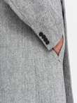 Elegant double-breasted men's herringbone coat - grey V1 OM-COWC-0118