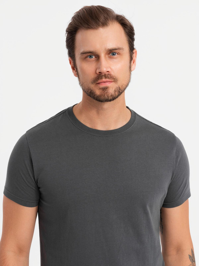 BASIC men's cotton shirt set with round neckline - white/graphite/blue denim V8 OM-TSBS-0232