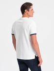 Men's collarless polo shirt - white V1 OM-TSCT-0156