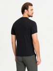 Męska koszulka z okrągłym dekoltem i logotypem SLIM FIT – czarna V3 OM-TSCT-0220