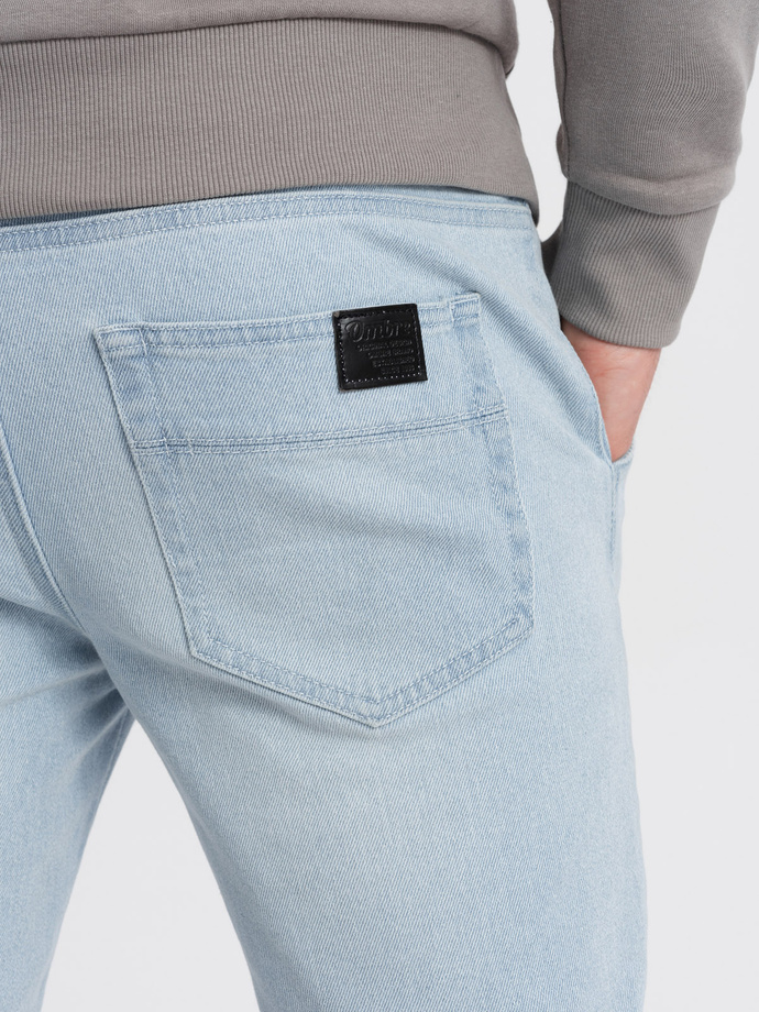 Men's JOGGER denim pants with rubbing - light blue V1 OM-PADJ-0150