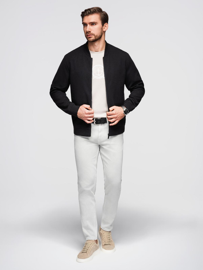 Men's quilted jacket with high zipped hood - black V1 OM-JAHP-0238