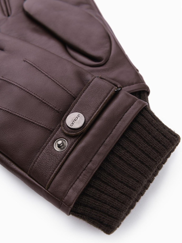 Men's eco suede gloves with welt - black V1 OM-ACGL-0112