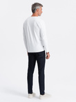 Longsleeve męski BASIC z okrągłym dekoltem - biały V4 OM-LSBL-0106