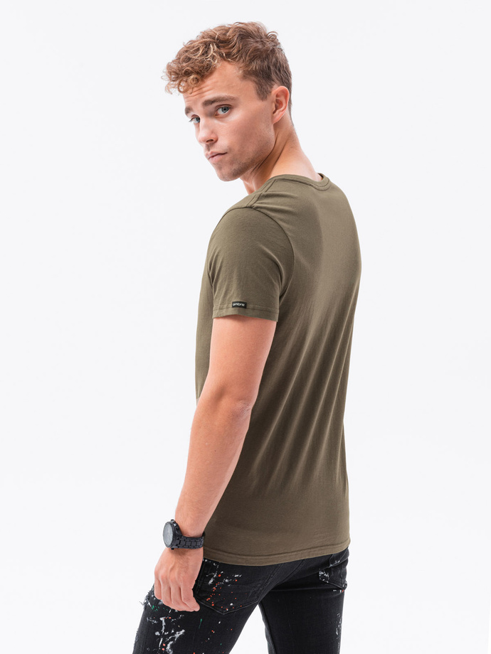 Classic men's BASIC neckline T-shirt - dark olive V6 S1369