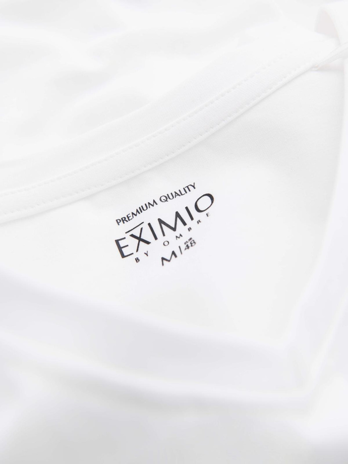 Men's V-neck SLIM FIT longsleeve with elastane and print - white V2 OM-LSBC-0123