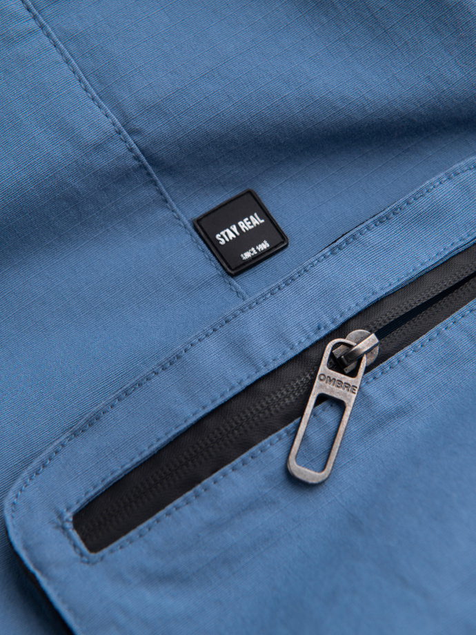 Men's JOGGER pants with stand-off and zippered cargo pockets - blue V7 OM-PAJO-0135