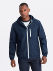 Men's lightweight sports jacket with fleece lining - navy blue V2 OM-JANP-0136