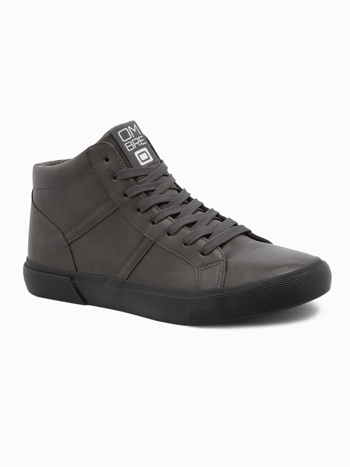 Buty męskie sneakersy za kostkę z kontrastową podeszwą - grafitowe V3 OM-FOTH-0124