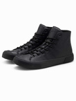 Men's high-top sneakers with rubber toe - black V6 OM-FOSH-0138