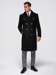 Men's insulated coat with hood and concealed zipper - black V1 OM-COWC-0110