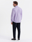 Bawełniana męska pastelowa koszula typu oxford – lawendowa V2 OM-SHOS-0183