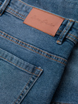 Men's short denim shorts with rubbing and rolled up leg - blue V2 OM-SRDS-0186