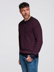 Knitted monochrome men's viscose cardigan - navy blue V1 OM-SWCD-0126