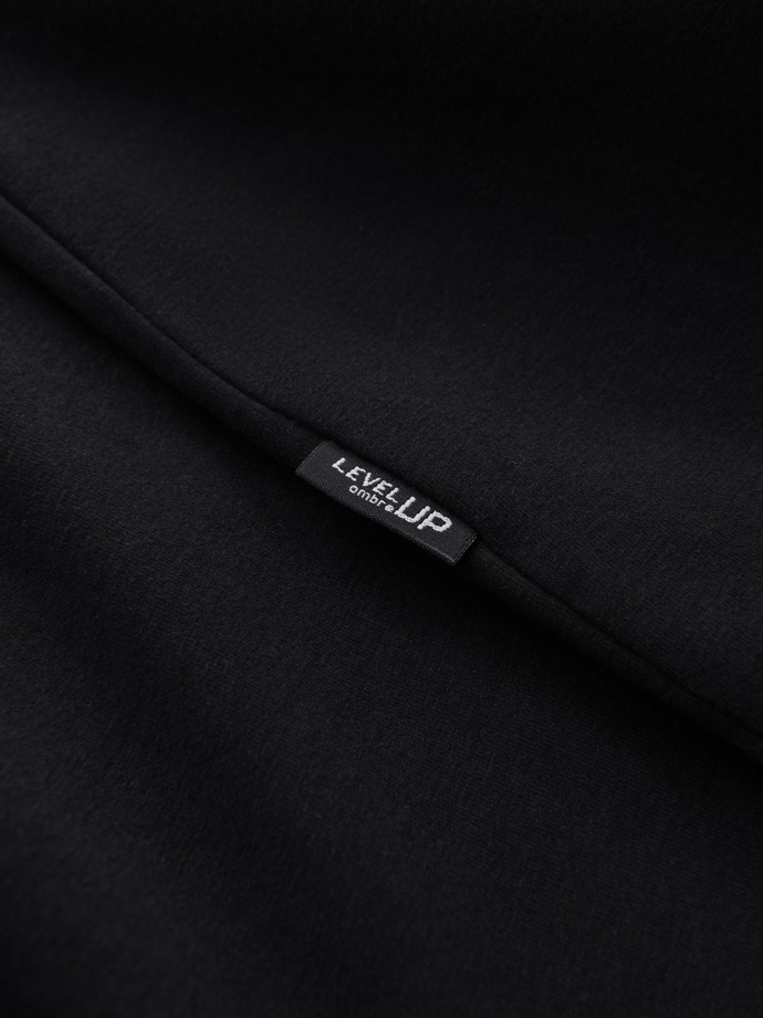 Men's LOOSE FIT cotton longsleeve with round neckline - black V1 OM-LSBC-0129