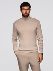 Men's knitted fitted turtleneck with viscose - beige V5 OM-SWTN-0101