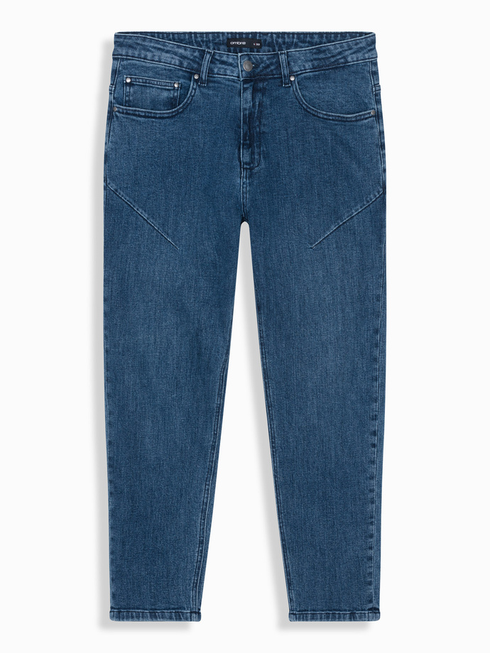 Men's CARROT FIT denim pants with decorative darts - dark blue V2 OM-PADP-0227 