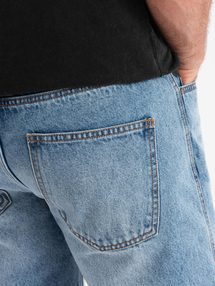 Men's short denim shorts with rips and holes - light blue V2 OM-SRDS-0157