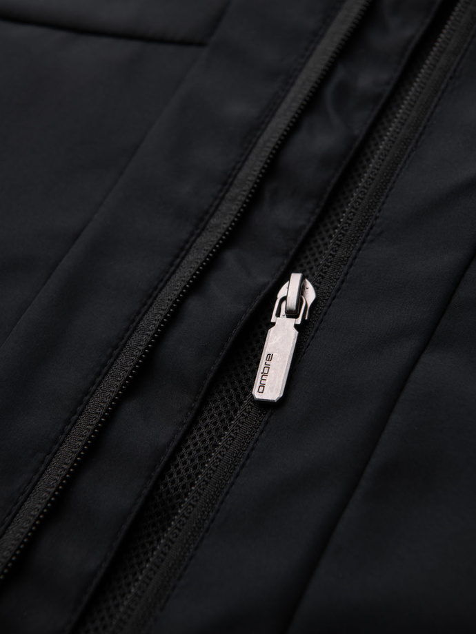Men's lightweight jacket with mesh lining and hood - black V4 OM-JANP-0149