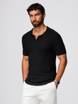 Men's knitted unbuttoned polo shirt - black V3 OM-POSS-0157