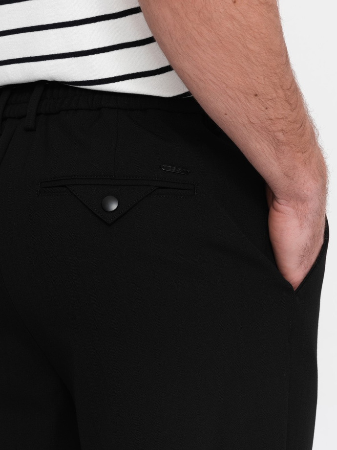 Men's chino pants with elastic waistband SLIM FIT - black V3 OM-PACP-0158