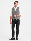 Men's jacquard vest with lapels - graphite V1 OM-BLZV-0122
