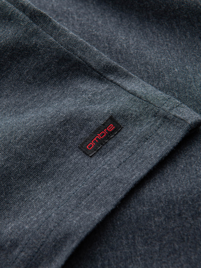 Men's T-shirt with unbuttoned round henley neckline - navy blue V5 OM-TSCT-0155