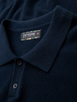 Men's cotton structured knit polo shirt - navy blue V2 OM-POSS-0117
